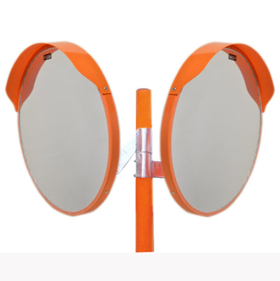 カーブミラー アクリル製 2面鏡 丸型 600φ 支柱セット 道路反射鏡 オレンジ 茶 白 グレー 黒 yh173