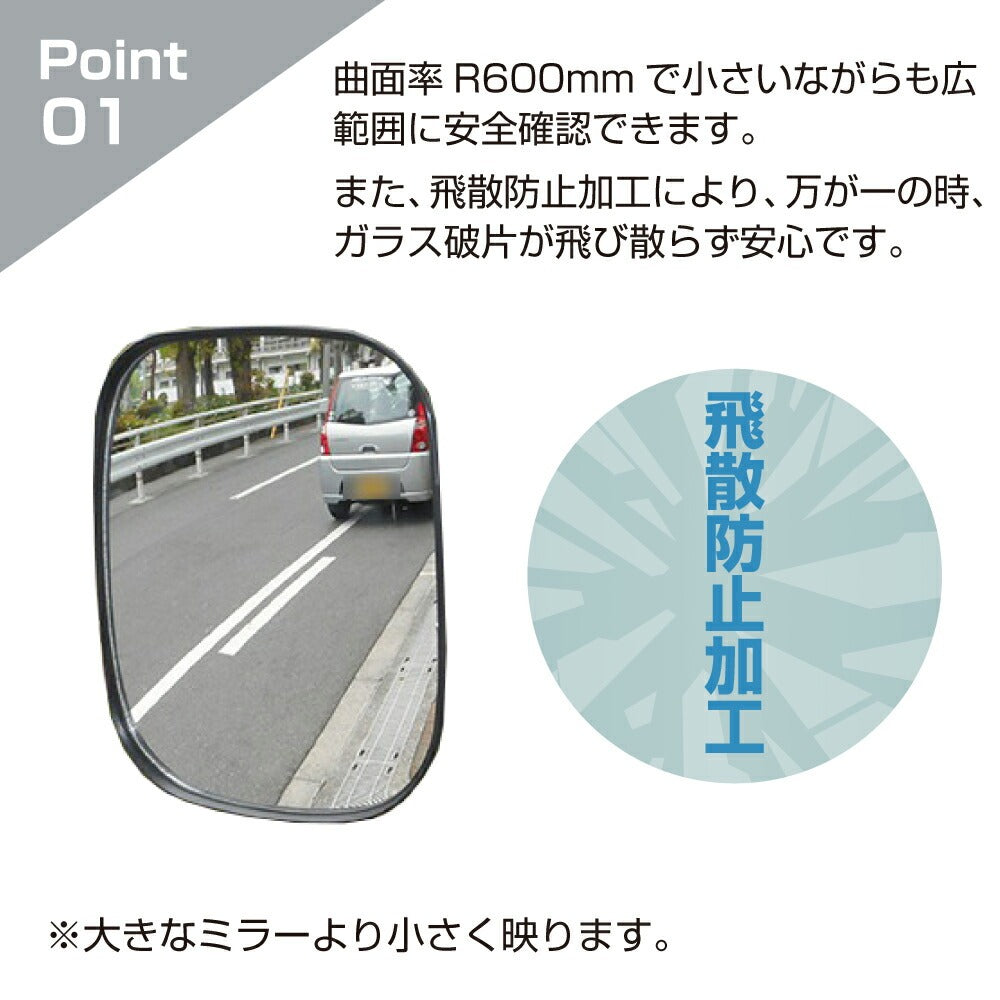 ガレージミラー 家庭用 ブロック 挟み込み 取付金具付 小型 角型 150×180mm 黒 白 ガラス製ミラー 50～170mm ブロック塀 門扉 壁 駐車場 クランプ式 屋外 安全 安心 【お得な2個セットあり】 日本製 yh008