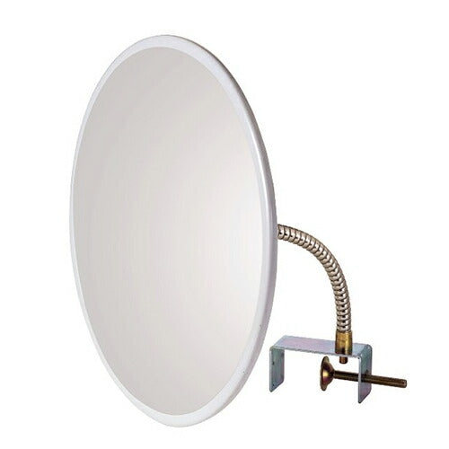 【スピード発送】カーブミラー 室内 防犯ミラー 丸型 440φ フレキシブル アーム フレキ クランプ 挟み込み 防犯 屋内 棚 陳列棚 有効幅13 ~ 65mm 店舗 万引き イタズラ 防止 防犯グッズ 盗難防止 業務用 アクリル製 /グレー/白/青/ 日本製 yh043