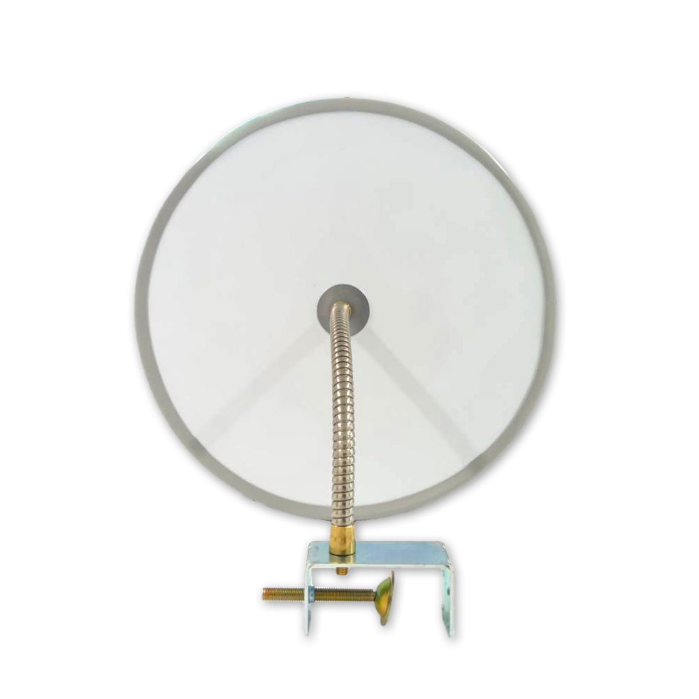 【スピード発送】カーブミラー 室内 防犯ミラー 丸型 310φ フレキシブル アーム フレキ クランプ 挟み込み 防犯 屋内 棚 陳列棚 有効幅13 ~ 65mm 店舗 万引き イタズラ 防止 防犯グッズ 盗難防止 業務用 アクリル製 /グレー/白/青/ 日本製 yh038