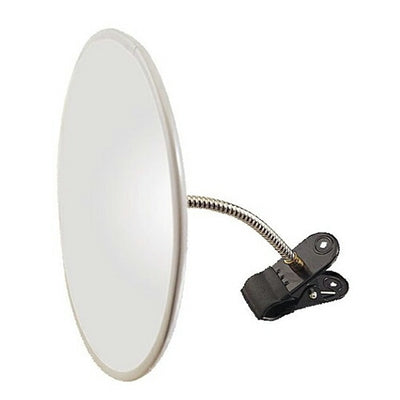 【スピード発送】カーブミラー 室内 防犯ミラー 丸型 310φ フレキシブル アーム フレキ クリップ 防犯 屋内 棚 陳列棚 有効幅20～60mm 店舗 万引き イタズラ 防止 防犯グッズ 盗難防止 業務用 アクリル製 /グレー/白/青/ 日本製 yh039