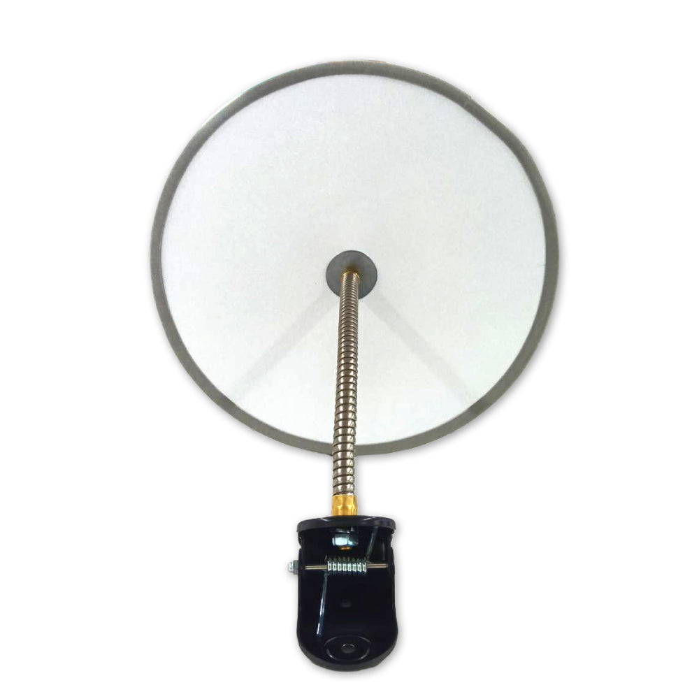 【スピード発送】カーブミラー 室内 防犯ミラー 丸型 310φ フレキシブル アーム フレキ クリップ 防犯 屋内 棚 陳列棚 有効幅20～60mm 店舗 万引き イタズラ 防止 防犯グッズ 盗難防止 業務用 アクリル製 /グレー/白/青/ 日本製 yh039