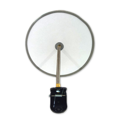 【スピード発送】カーブミラー 室内 防犯ミラー 丸型 310φ フレキシブル アーム フレキ クリップ 防犯 屋内 棚 陳列棚 有効幅20～60mm 店舗 万引き イタズラ 防止 防犯グッズ 盗難防止 業務用 アクリル製 /グレー/白/青/ 日本製 yh039