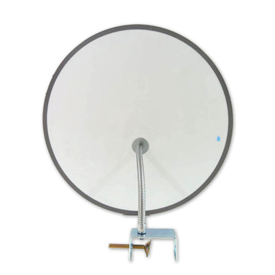 【スピード発送】カーブミラー 室内 防犯ミラー 丸型 440φ フレキシブル アーム フレキ クランプ 挟み込み 防犯 屋内 棚 陳列棚 有効幅13 ~ 65mm 店舗 万引き イタズラ 防止 防犯グッズ 盗難防止 業務用 アクリル製 /グレー/白/青/ 日本製 yh043