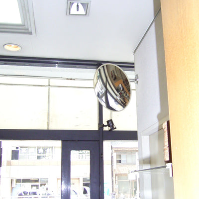 カーブミラー 室内 防犯ミラー 丸型 440φ 固定アーム 固定タイプ 防犯 屋内 店舗 工場 倉庫 万引き イタズラ 防止 防犯グッズ 盗難防止 業務用 アクリル製 /グレー/白/青/ 日本製 yh046