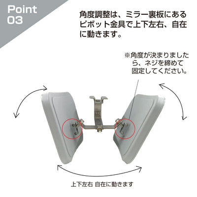 【スピード発送】ガレージミラー カーブミラー 2面鏡タイプ 壁付け 壁面 金具 ステンレス製 さびない グレー 角型 240×190mm 取付金具付き ガラス製 ミラー 鏡 日本製 駐車場 車庫 ツイン 家庭用 安全 防犯対策 簡単設置 HTS-10S yh1433