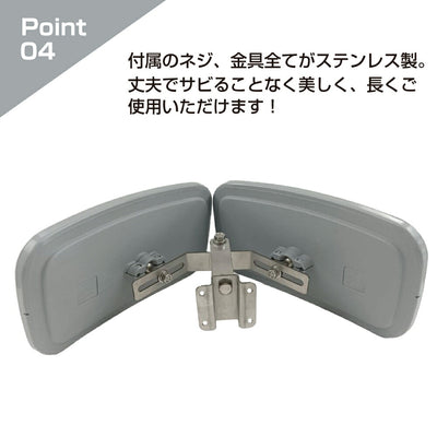 【スピード発送】ガレージミラー カーブミラー 2面鏡タイプ 壁付け 壁面 金具 ステンレス製 さびない グレー 角型 320×175mm 取付金具付き ガラス製 ミラー 鏡 日本製 駐車場 車庫 ツイン 家庭用 安全 防犯対策 簡単設置 HTS-20S yh1434