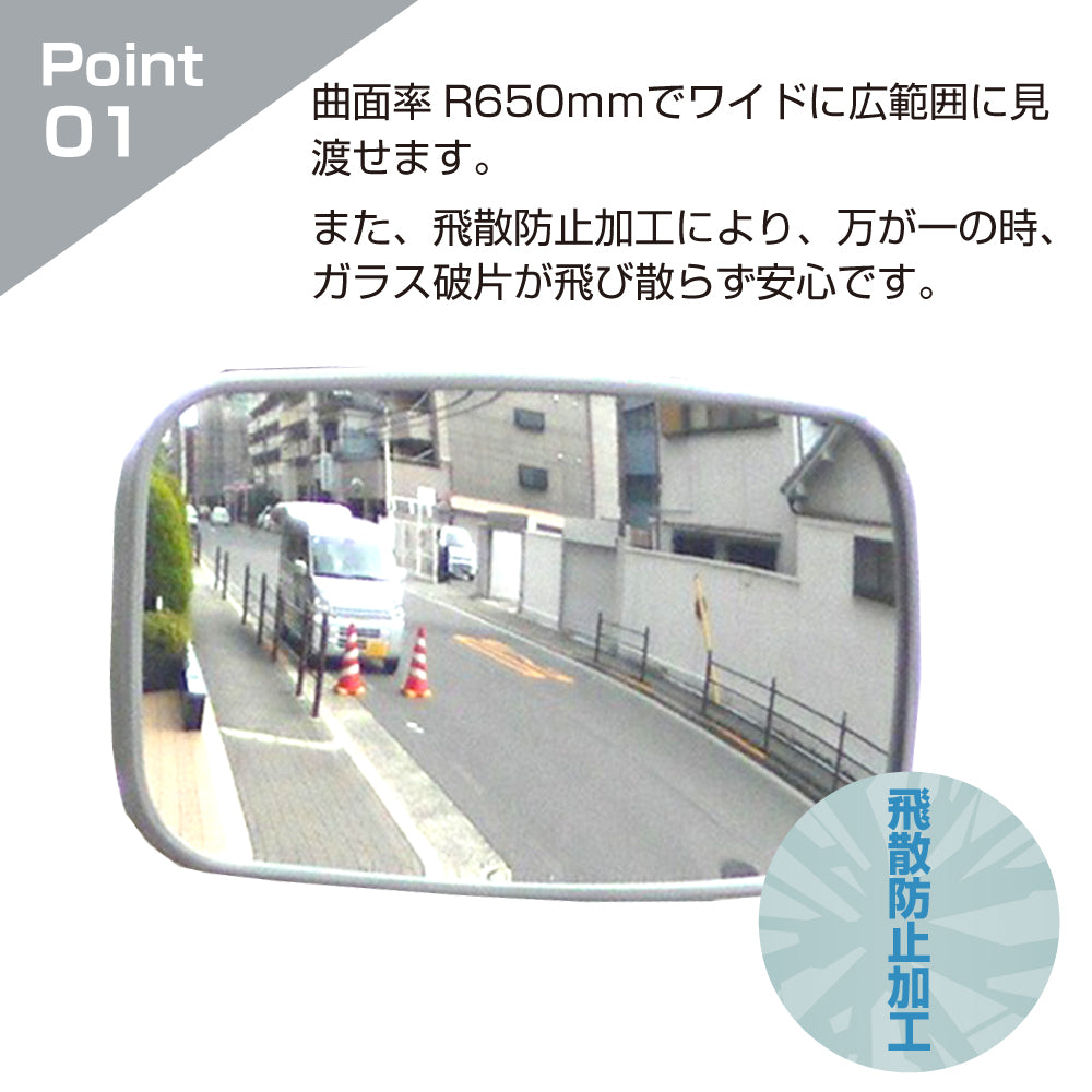 ガレージミラー 家庭用 ブロック 挟み込み 取付金具付 小型 角型 320×175mm グレー ガラス製ミラー 50～300mm ブロック塀 門扉 壁 駐車場 クランプ式 屋外 安全 安心 日本製 yh1448
