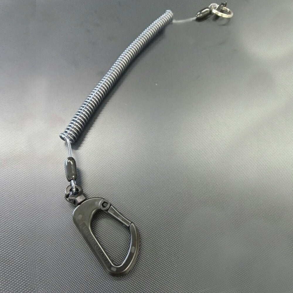 ＜5本までゆうパケット配送＞携帯ストラップ 強力バンジー コイルストラップ 直径11 × 310ｍｍ セフティホルダー カラビナ 落下防止 盗難防止 紛失防止 スマホ カギ 定期入れ 工具 ワイヤ入り 松葉 ブラック スマートフォン パスケース 定期入れ 携帯電話 丈夫 安全 ワイヤー yh1469