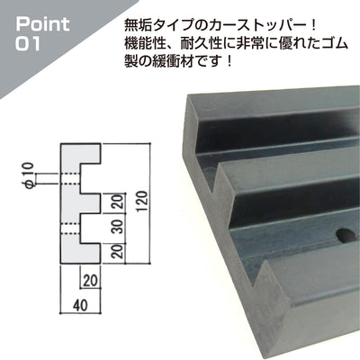 カーストッパー タイヤストッパー H40×W120mm 長さ2M E型 無垢 ゴム 合成ゴム 当て板金具なし 無垢タイプ ゴムストッパー トラック当たり止めゴム 合成ゴム製 耐久性 倉庫 物流センター 配送センター 工場 駐車場 KE-4012 / 1本 / 3本 /yh1495