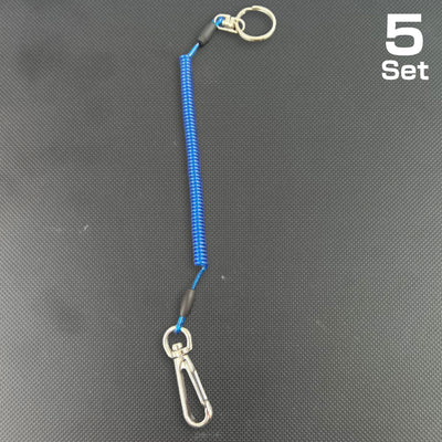 ＜4個までゆうパケット配送対応＞お得な5本セットあり 防犯ストラップ セフティホルダー S ホルダーストラップ コイルストラップ 強化ステンレス製ワイヤー入り 伸縮自在 高品質 日本製 カラビナ付き 吊下げ スマホ 取付簡単 二重環リング セーフティ ナスカン 落下事故防止 紛失防止（クリアブルー） yh1500／yh1500-5