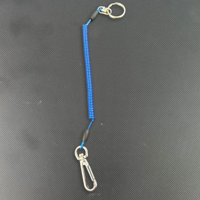 ＜4個までゆうパケット配送対応＞お得な5本セットあり 防犯ストラップ セフティホルダー S ホルダーストラップ コイルストラップ 強化ステンレス製ワイヤー入り 伸縮自在 高品質 日本製 カラビナ付き 吊下げ スマホ 取付簡単 二重環リング セーフティ ナスカン 落下事故防止 紛失防止（クリアブルー） yh1500／yh1500-5