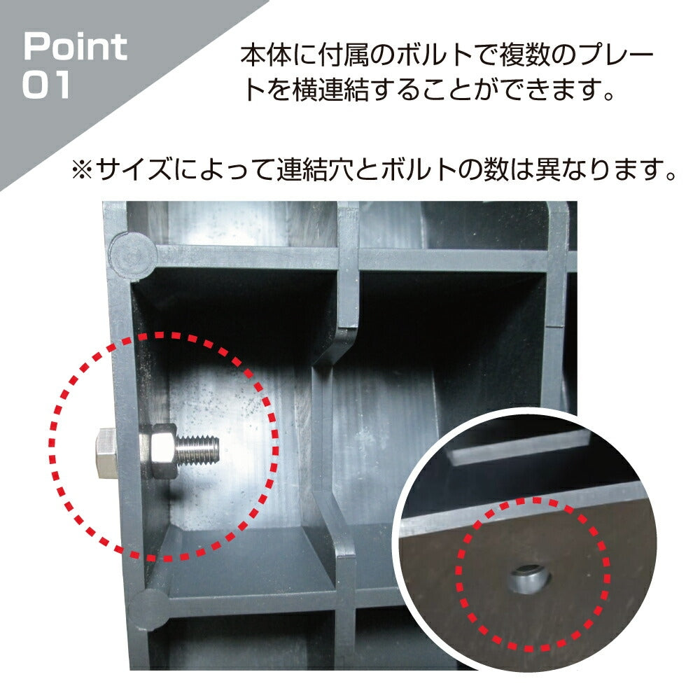 段差スロープ 段差プレート 全幅2100mm × 高さ45mm 標準3個+コーナー2個 ダークグレー 高圧ポリエチレン製 yh369