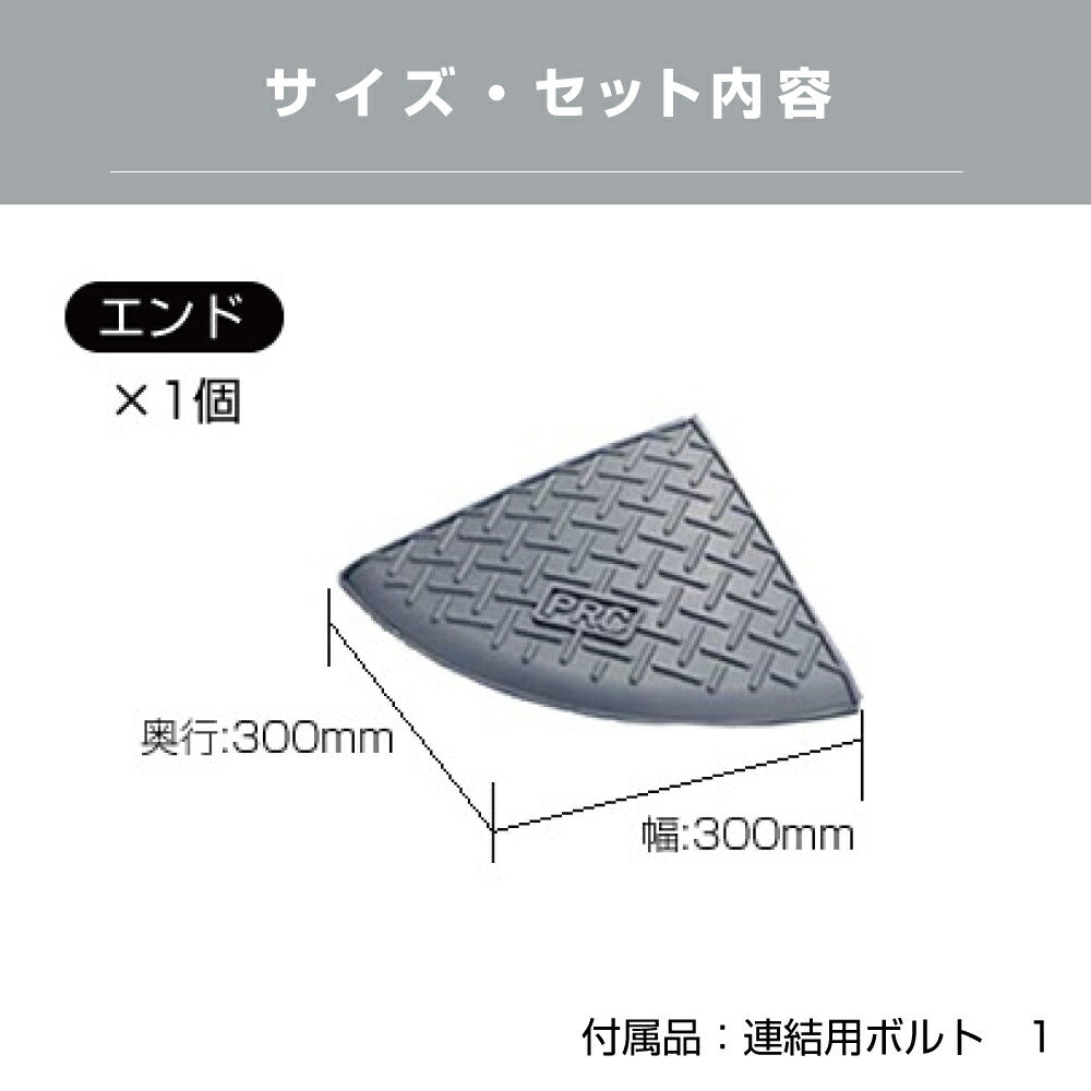 段差スロープ 段差プレート コーナー 高さ90×奥行き300×幅300mm ダークグレー 高圧ポリエチレン製 yh239
