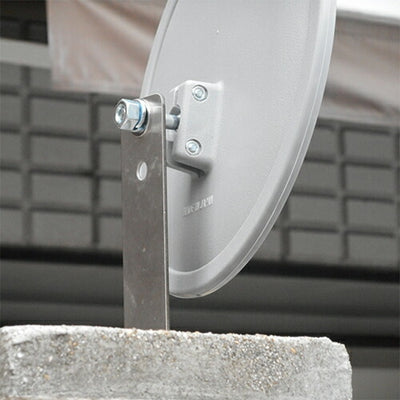 【スピード発送】 ガレージミラー 家庭用 ブロック 挟み込み ステンレス製 取付金具付 小型 丸型 310φ グレー ガラス製ミラー 50～185mm ブロック塀 門扉 壁 駐車場 クランプ式 屋外 安全 安心 日本製 yh614