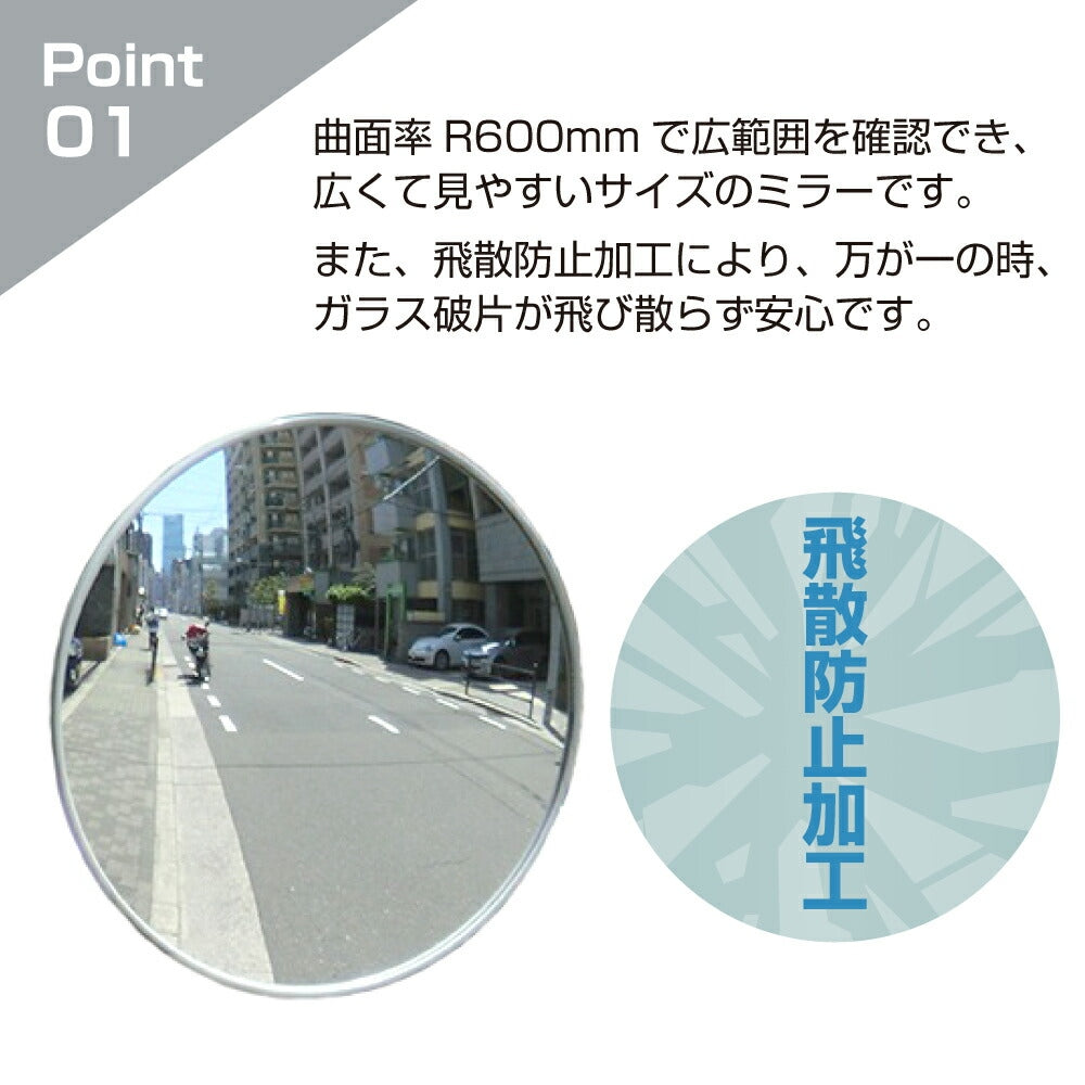 【スピード発送】 ガレージミラー 家庭用 ブロック 挟み込み ステンレス製 取付金具付 小型 丸型 310φ グレー ガラス製ミラー 50～185mm ブロック塀 門扉 壁 駐車場 クランプ式 屋外 安全 安心 日本製 yh614