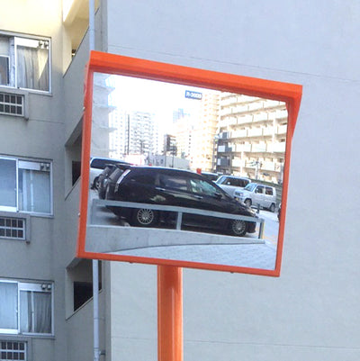 カーブミラー アクリル製 角型 450×600  道路反射鏡 オレンジ 茶 白 グレー 黒 yh188