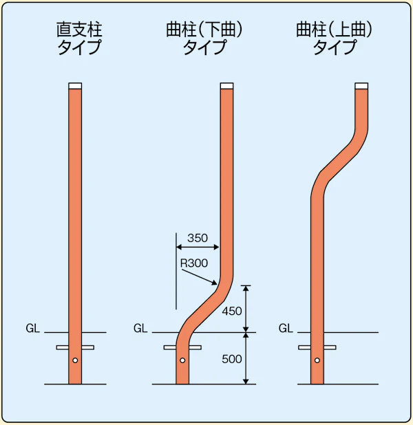 大型 カーブミラー用 支柱 76.3φ × 4000mm 直支柱 曲支柱 オレンジ 茶 白 グレー 黒 yh779 – ホップ産業