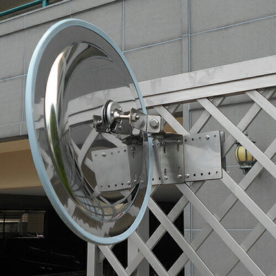 【スピード発送】ガレージミラー 丸型 360φ フェンス挟み込み サビない 取付金具付き ガラス製ミラー 日本製 yh1116