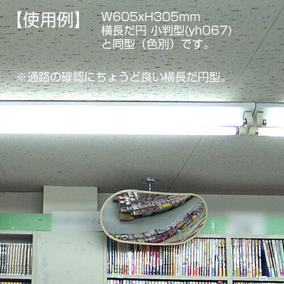 【スピード発送】防犯ミラー アクリルミラー 小判 255×505 天井用 室内用 フレキアーム グレー 白 青 yh066