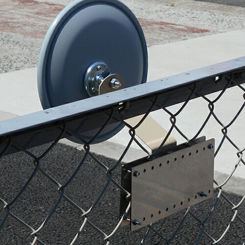 ガレージミラー 丸型 210φ 丈夫な鉄製 レンズ交換可能 フェンス挟み込み 幅広タイプ 取付金具付 ガラス製ミラー 日本製 yh1190