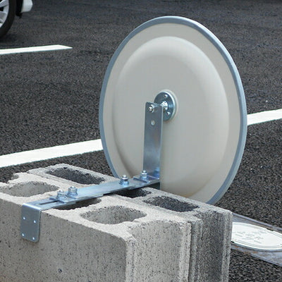 ガレージミラー 丸型 360φ 丈夫な鉄製 レンズ交換可能 クランプ挟み込み 幅広 取付金具付 ガラス製ミラー 日本製 yh1203