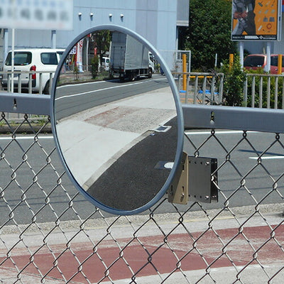 ガレージミラー 丸型 360φ 丈夫な鉄製 レンズ交換可能 フェンス挟み込み 幅広タイプ 取付金具付 ガラス製ミラー 日本製 yh1208