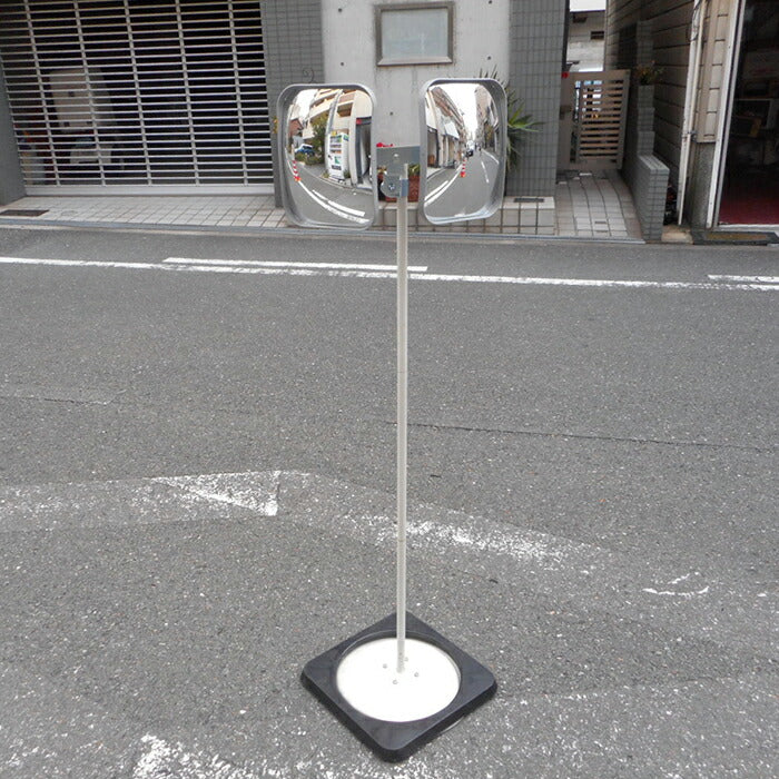 ガレージミラー 角型 230×190mm ツインミラー スタンド台セット ガラス