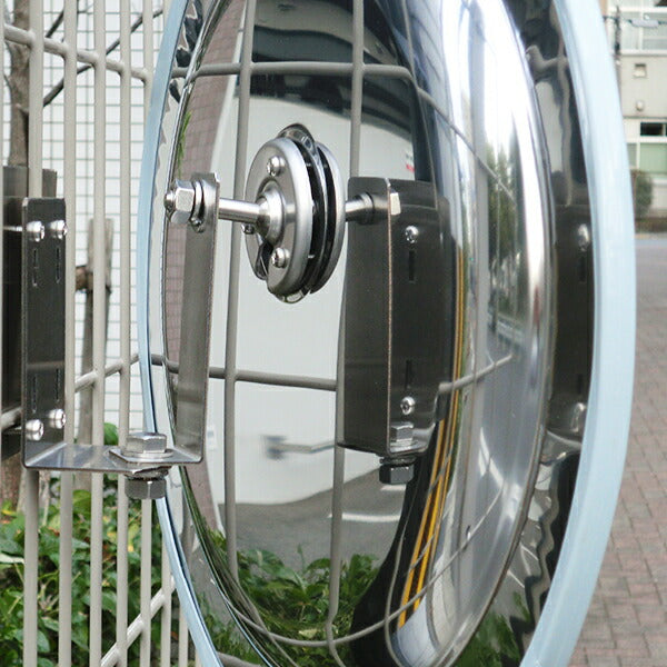 【スピード発送】 ガレージミラー 丸型 360φ フェンス挟み込み サビない 取付金具付き ガラス製ミラー 日本製 yh866
